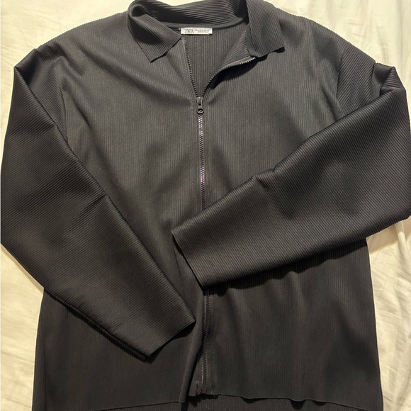 Zara Charcoal Ribbed Drawstring Jacket - Picture 2 of 5